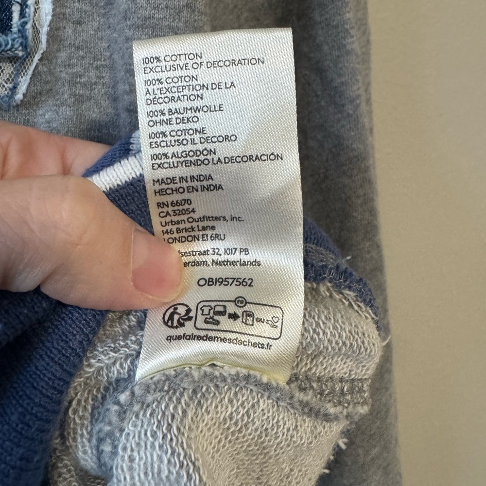 Anthropologie Pilcro Gray Sweatshirt with Blue Number lace Design size small - Picture 7 of 8